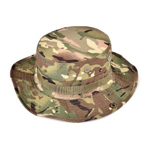 Unisex Cap Camouflage Hat Wear-resistant Canvas Round Brim Hat Summer Mesh Breathable Bucket Hat Panama Jungle Fishing Hats Novelty Beach Cap Bucket Hat