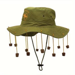 Authentic Australian Kangaroo Print Sun Hat with Cork Beads - Adjustable, Breathable Cotton Blend for All Seasons